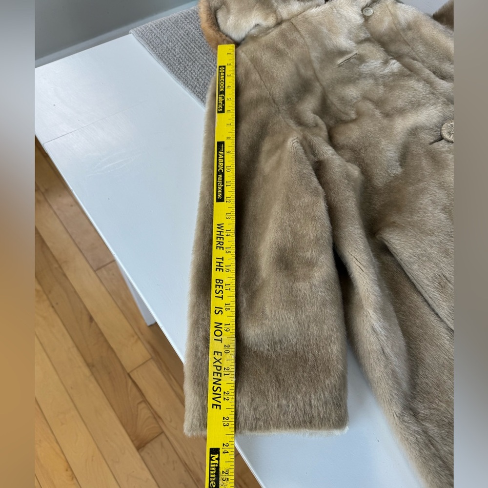Vintage Brazotta Blond Light Ivory Mink Fur Portrait Collar Faux Fur Dress Coat - Picture 13 of 16
